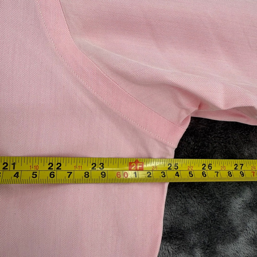 Ralph Lauren Yarmouth Mens 15.5 32/33 Pink Herringbone Cotton Button Down Shirt - Picture 5 of 7